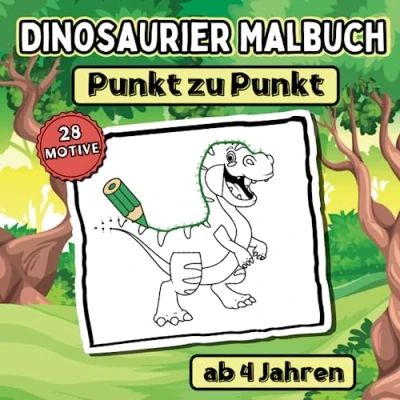 Abbildung von Das Dinosaurier Malbuch Punkt zu für Kinder ab 4 Jahren: Dinos Malen durch Zahlen und Punkte Verbinden Kinderbuch Jungen Mädchen von 8 Jahren