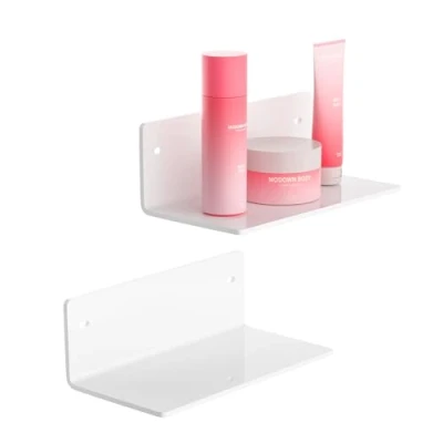 Abbildung von Sezanrpt 20cm weiße kleine Regale Acryl, Wandregale für Wohnzimmer Dekor, Schlafzimmer, Badezimmer, Küche, Esszimmer, Brand Store, 2 Pack