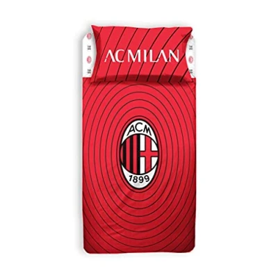 Abbildung von A.C. Milan hermet 1 halbes Bettlaken Set, 100% Baumwolle, rot schwarz