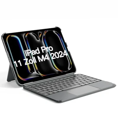 Abbildung von Inateck Hülle mit Tastatur, ACE Touch Ultraleichte Tastatur Nur für iPad Pro 11 2024 M4, Abnehmbar, Touchpad,Hoch /Querformat Ständer, QWERTZ, KB04122