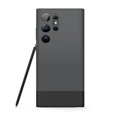 Abbildung von elago Glide Hülle Kompatibel mit Samsung Galaxy S23 Ultra Case Cover, Präzise Kameraausschnitte, Stoßfeste Schutzhülle, PC + TPU Hybrid Technologien, Vollschutz Design (Dunkelgrau Schwarz)
