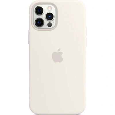 Abbildung von Apple iPhone 12 Pro Max Hülle MagSafe Silikon Original Soft Case/Backcover Handyhülle Weiß
