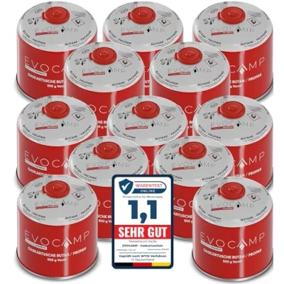 Abbildung von 12x Butangas Kartuschen 500g, Schraubkartusche mit Butan/ Propan Gas 899 ml, Gaskartusche EN417, Ventilkartusche Schraubverschluss, Kartusche Camping Gas, Gaskartuschen Schraubventil