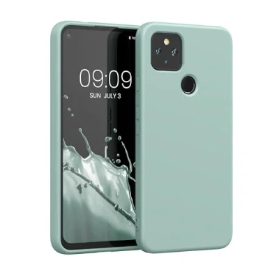 Abbildung von kwmobile Hülle kompatibel mit Google Pixel 4a 5G gummierte TPU Silikon Handyhülle Schutzhülle für kabelloses Laden Case in Cool Mint