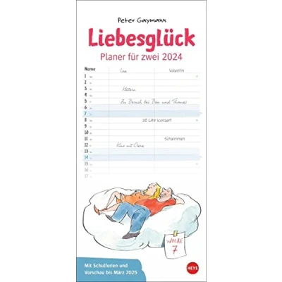 Abbildung von Gaymann: Liebesglück Planer für zwei 2024. Humorvoller Partnerkalender mit 2 Spalten und viel Platz Eintragungen. Wandkalender Jahres Personen.