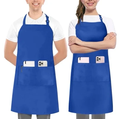 Abbildung von Utopia Kitchen 2 Pack verstellbare Latzschürze für Männer und Frauen mit geräumigen Taschen Schürzen Köche BBQ Malerei Backen Kochen Blau
