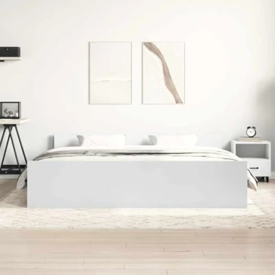 Abbildung von vidaXL Bettgestell, Bettrahmen mit Lattenrost, Bett Gästebett Kopfteil Fußteil, Doppelbett Schlafzimmerbett Schlafzimmermöbel, Weiß 200x200cm