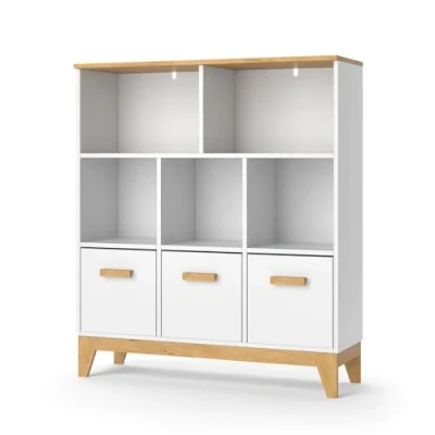 Abbildung von VitaliSpa® Bücherregal Malia, Weiß/Eiche, 98.4 x 113.4 cm