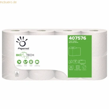 Abbildung von Toilettenpapier Papernet Biotech 2 Schichten neue Faser 28,75 m 8x8 rl,8 pk x 8 rl/krt