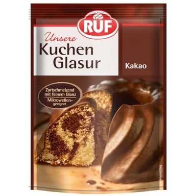 Abbildung von RUF Kuchen Glasur Kakao, 100g im Beutel, mikrowellengeeignet, zum Glasieren &amp; Dekorieren von Plätzchen, Torten, glutenfrei