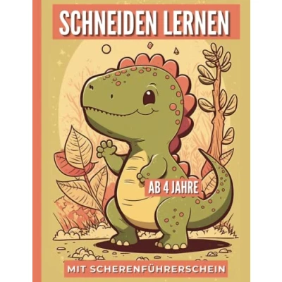 Abbildung von Schneiden Lernen ab 4 Jahre Dinosaurier: Dino Ausschneidebuch Bastelbuch Ausschneiden für Kinder mit dem Scherenführerschein Schneidebuch, Übungsbuch Vorschule, Grundschule