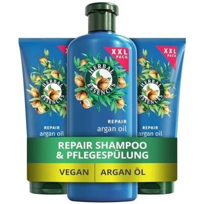Abbildung von Herbal Essences Repair Shampoo (1 x 680ml) und Conditioner (2 350ml) Set mit Arganöl, Von Geschädigtem zu Geschmeidigerem, Glänzenden Haar