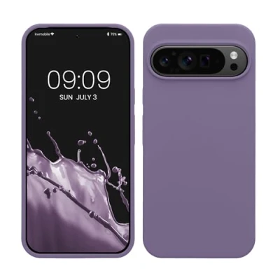 Abbildung von kwmobile Hülle kompatibel mit Google Pixel 9 Pro XL Silikon Handy Case Handyhülle weiche Oberfläche kabelloses Laden Veilchen Lila