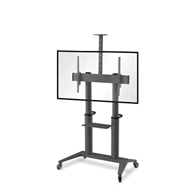 Abbildung von conecto LM FS03NB Pro TV Ständer Standfuß rollbar Universal für Monitor Fernseher LCD LED Plasma mobil mit Rollen höhenverstellbar schwenkbar drehbar 70 120 Zoll VESA 200x200 1000x600 Alu schwarz