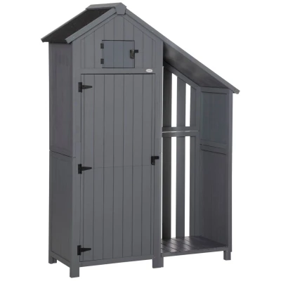 Abbildung von Outsunny Gerätehaus Gartenschrank, aus Holz, Geräteschuppen mit Giebeldach, BxT: 129x51.5 cm, (Holzhütte, 1 St., Gartenhaus), für Garten, Grau