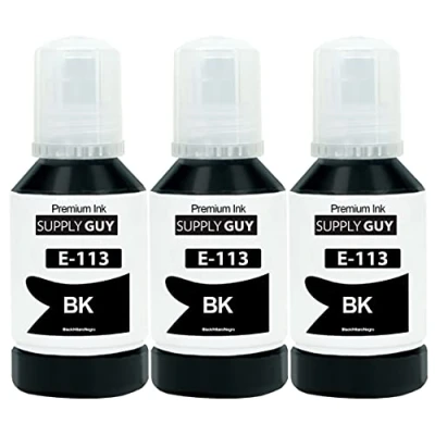 Abbildung von Supply Guy 3X Tinte kompatibel mit Epson 113 Schwarz für Ecotank ET 16150 5100 5150 5160 5170 16600 16650 5800 Series 5850 5880 L 15150 15000 (381ml)