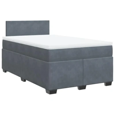 Abbildung von vidaXL Boxspringbett, Polsterbett Bett mit LED Matratze Kopfteil, Bettgestell Lattenrost, Doppelbett für Schlafzimmer, Dunkelgrau 120x200cm Samt