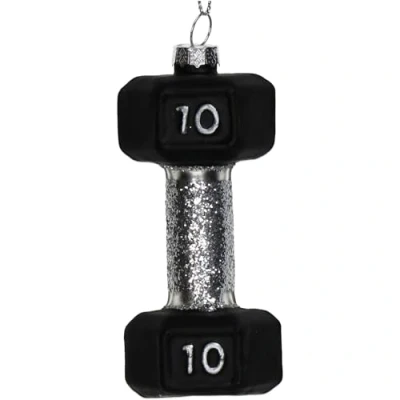 Abbildung von Ornament Weihnachtskugel Hantel Glas Schwarz 10,5 cm HD Collection