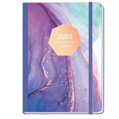 Abbildung von Marble Bullet Journal A5 Taschenkalender 2023. Organisation im stressigen Alltag mit dem praktischen Kalender Buchformat. Chefplaner in schönem Design.