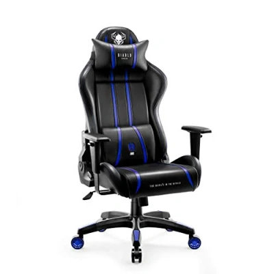 Abbildung von Diablo X One 2.0 Gaming Stuhl Bürostuhl Schreibtischstuhl Verstellbare Armlehnen Ergonomisches Design Nacken/ Lendenkissen Blau Normal (L)