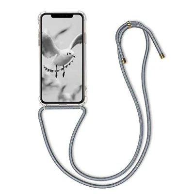 Abbildung von kwmobile Necklace Case kompatibel mit Apple iPhone 11 Pro Hülle Silikon Cover Handykette Band Handyhülle Transparent Grau