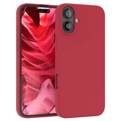 Abbildung von EAZY CASE Premium Silikon Handyhülle kompatibel mit iPhone 16 Plus Slimcover Kameraschutz und Innenfutter, Silikonhülle, Schutzhülle, Bumper, Handy Case, Hülle, Softcase, Beere