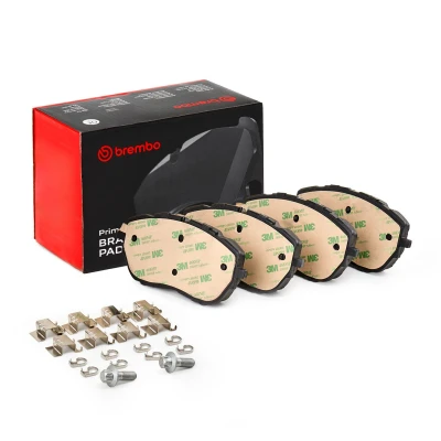 Abbildung von BREMBO P 61 128 Bremsbelagsatz exkl. Verschleißwarnkontakt mit Bremssattelschrauben Zubehör PEUGEOT: 508 II SW, 308 SW 2, III Schrägheck
