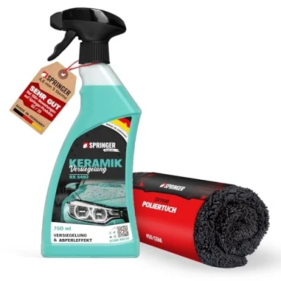 Abbildung von SPRINGER RX5450 Keramikversiegelung 750 ml + Poliertuch Made in Germany Oberflächen Versiegelung Auto Ceramic Wax Hochglanz Lackversiegelung frischer Glanz &amp; Abperleffekt