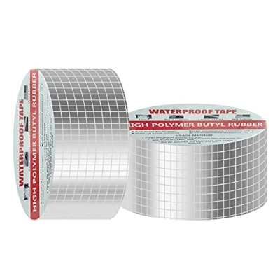 Abbildung von Wasserdichtes Klebeband 5m*5cm,Dichtungsband Selbstklebend, Dichtband dusche,Butylkautschuk ​Aluminiumfolie dichtband,für Dachleckage, Oberflächenriss, Fensterbankspalt, Rohrbruch