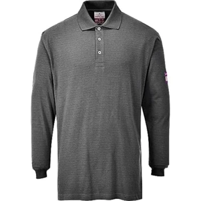 Abbildung von Portwest FR10GRRL FR Antistatisches Langarm Poloshirt, Größe L, Grau