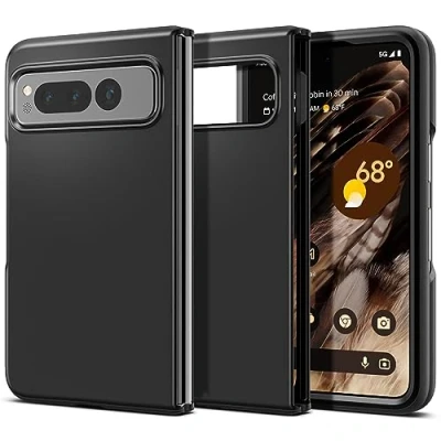 Abbildung von Verco Kompatibel mit Google Pixel Fold Hülle, Matte Rückschale Schutzhülle für Case Silikon Handyhülle Schwarz