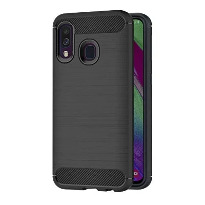 Abbildung von AICEK Hülle Compatible Samsung Galaxy A40, Schwarz Silikon Handyhülle für A40 Schutzhülle Karbon Optik Soft Case (5,9 Zoll)