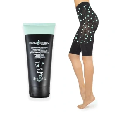 Abbildung von Anticellulite Behandlung, Figurformendes Pyjama, Straffendes Gel und Body Mask mit Koffein (S M, KALTER PACK: Gel+Kurzes Pyjama)