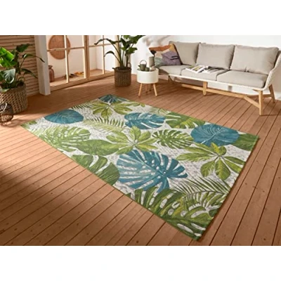 Abbildung von Outdoorteppich Tropical Leaves, HANSE Home, rechteckig, Höhe: 3 mm, In &amp; Outdoor, Teppich, Wetterfest, Balkon, Garten, Wohnzimmer, Floral