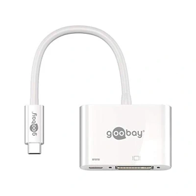 Abbildung von goobay 62108 USB C auf DVI Adapter mit 60 W Power Delivery für Full HD Auflösungen (1080p @ 60Hz) / Kompatibel Apple iPad Pro, Huawei Mate &amp; P20, HTC U12, Samsung Galaxy