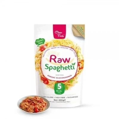 Abbildung von 3 x CleanFoods 5 Kalorien Nudeln Konjak Spaghetti 200g Packung I Konjac Glucomannan vegan glutenfrei fettfrei zuckerfrei nur je 100g in 2 Minuten fertig