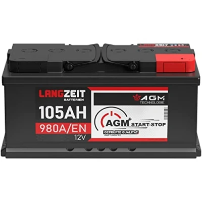 Abbildung von LANGZEIT AGM Batterie 105Ah 12V 980A/EN Start Stop Autobatterie VRLA