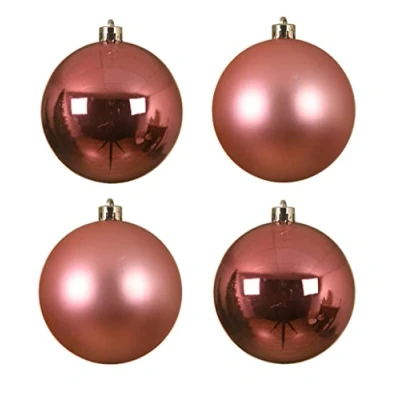 Abbildung von Kaemingk Weihnachtskugeln Kunststoff 10cm x 4 Stück Christbaumkugeln Set bruchsicher rosa Lippenstiftrosa