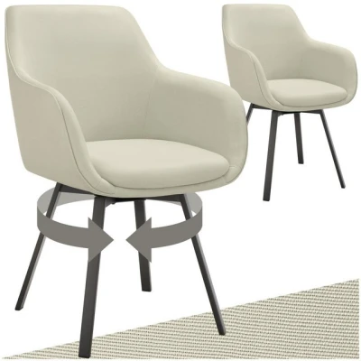 Abbildung von tectake® 2er Set Stuhl drehbar, Esszimmerstühle mit Armlehne, Küchenstühle, Stühle Esszimmer, Drehstühle für Dining Lounge, Esstisch, Schminktisch, Armlehnstuhl, Esszimmermöbel Greige