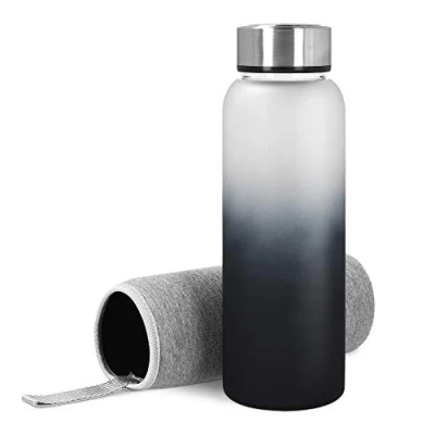 Abbildung von Navaris Speiseteller Glasflasche mit Neoprenhülle 950ml Trinkflasche aus Borosilikatglas, (1 St)