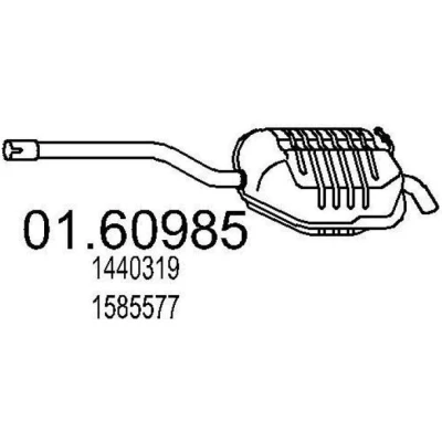 Abbildung von MTS 01.60985 Endschalldämpfer 1100 FORD: MONDEO 4 Turnier, S Max Mk1,