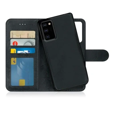 Abbildung von MyGadget Flip Case für Samsung Galaxy Note 20 [ abnehmbare Magnet Hülle ] Handyhülle aus Kunstleder Klapphülle mit Kartenfach Schutzhülle in Schwarz