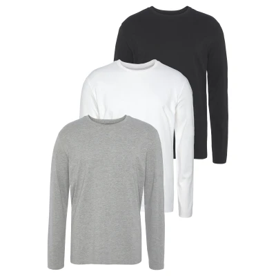 Abbildung von Man&#039;s World Langarmshirt (Packung, 3 tlg., 3er Pack) aus reiner Baumwolle