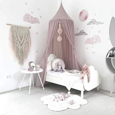 Abbildung von K9CK Betthimmel, Baby Baldachin Betthimmel Kinder Babys Bett aus Chiffon Insektennetz Deko Moskitonetz für Kinderbett Dunkelviolett