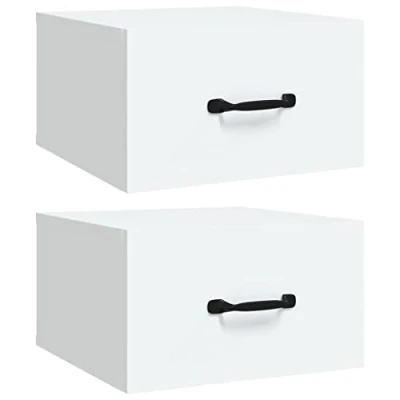 Abbildung von vidaXL 2X Wand Nachttisch Hängend Nachtschrank Nachtkonsole Nachtkommode Schlafzimmer Schrank Kommode Wandschrank Hängeschrank Weiß 35x35x20cm