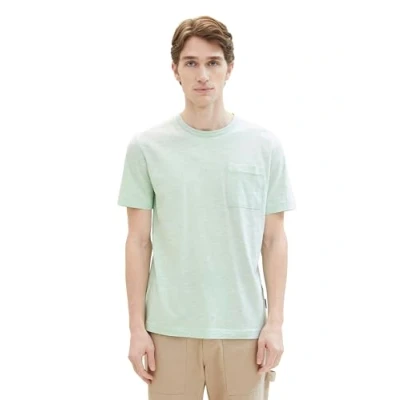 Abbildung von TOM Tailor IN Melange Optik Tshirt basic, Herren, Größe: Medium, Mint finestripe