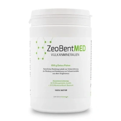 Abbildung von ZeoBent MED Detox Pulver 650g, Zeolith Bentonit, Medizinprodukt, Apothekenqualität, Vergleichssieger, Darmreinigung, Entgiftung von Schwermetallen, Entgiftungskur, Vulkanmineralien, Heilerde
