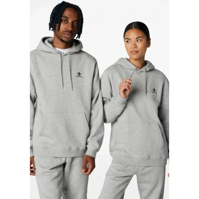 Abbildung von Converse Embroidered STAR Chevron Brushed BACK Hoodie Unisex Kapuzenpullover, Größe: Medium, Grey