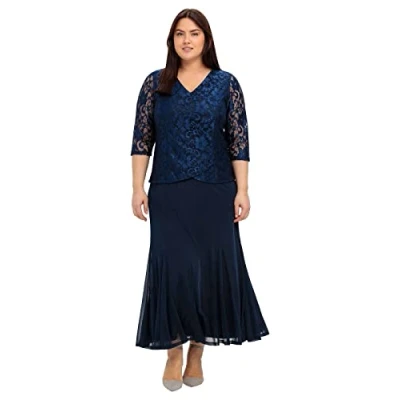 Abbildung von Sheego Maxikleid, Damen, Größe: 56, Marine