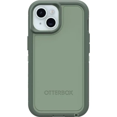Abbildung von OtterBox Schutzhülle für iPhone 15, 14 und 13 Defender Series XT Smaragd Isle (Grün), bildschirmlos, robust, rastet an MagSafe mit Schlüsselband
